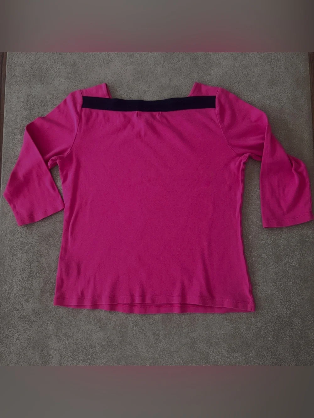 Lauren Ralph Lauren Pink 100% Cotton Square Neck 3/4 Sleeve Top Medium - Picture 4 of 9